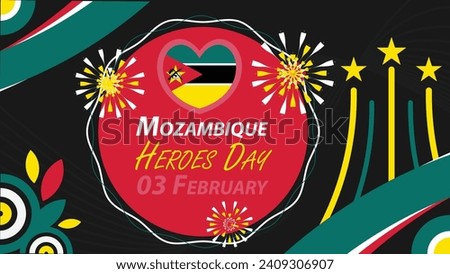 Mozambique Heroes Day vector banner design. Happy Mozambique Heroes Day modern minimal graphic poster illustration.