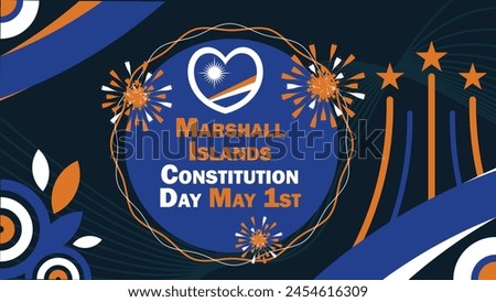 Marshall Islands Constitution Day  vector banner design with geometric shapes and vibrant colors on a horizontal background. Happy Marshall Islands Constitution Day modern minimal poster.