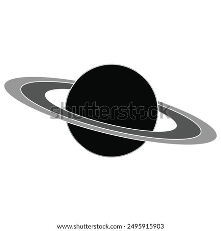 Planet Saturn icon in grey scale isolated on white background.