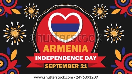 Armenia Independence Day  vector banner design with geometric shapes and vibrant colors on a horizontal background. Happy Armenia Independence Day modern minimal poster.