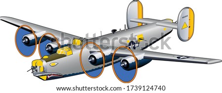 B-24J Liberator World War II American Bomber Airplane