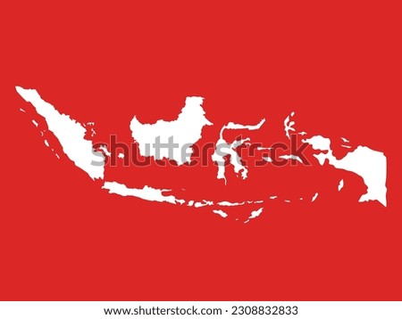 Red and white Indonesia map islands vector illustration isolated on horizontal template. Sumatra, borneo, sulawesi, java, papua. Simple flat styled Nusantara map.