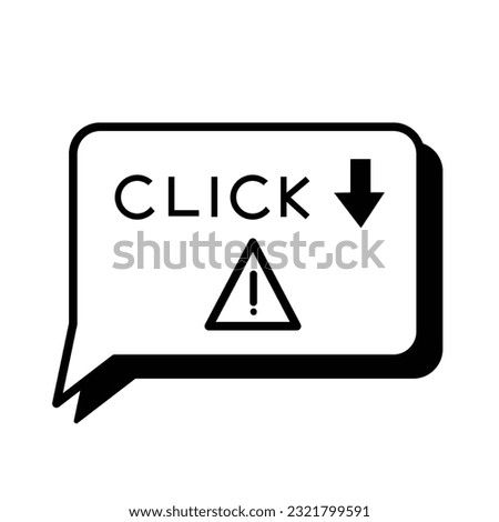 Dangerous link chat with arrows and triangle warning sign vector icon outline isolated on square white background. Simple flat cartoon art styled drawing with cyber internet security.