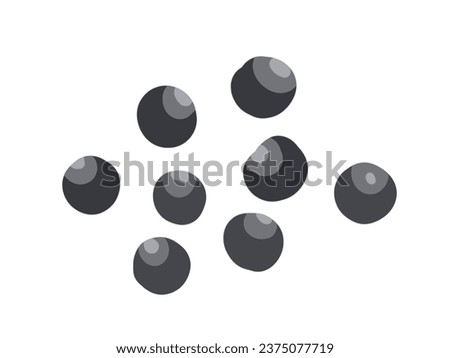 A bunch of black peppers vector illustration isolated on white horizontal background. Simple flat cartoon art styled vegetable drawing.