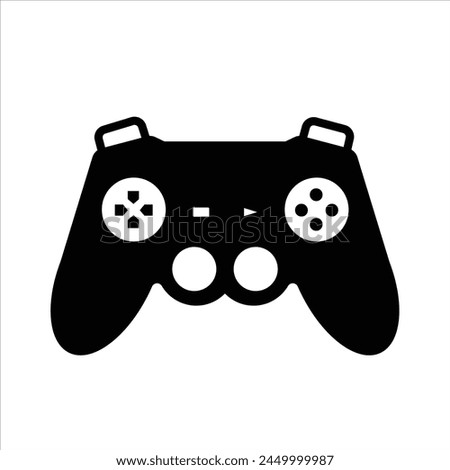 Video game joy stick controller console shadow silhouette icon illustration isolated on square white background. Simple flat sign drawing for prints.