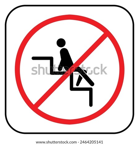 Do not sit on stairs icon sign illustration isolated on square white background. Simple flat drawing for poster prints and web icons.
