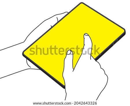 Illustration of tapping a hand-held tablet.