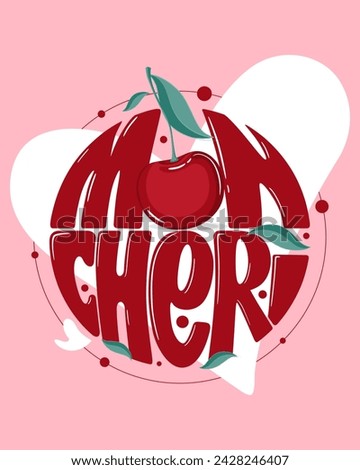 Mon Cheri love sign with cute cherry and leaves