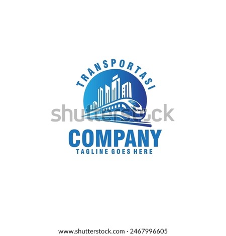 train in the city futuristic transport railway logo design vector illustration