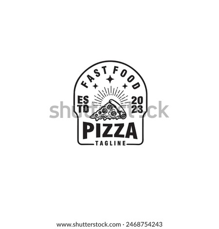 pizza vintage badge logo design vector illustration