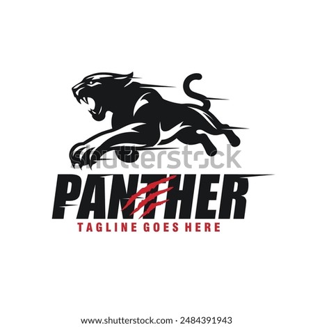 black panther jump silhouette logo vector illustration