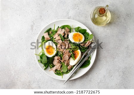 Image, Stock Photo Spinach salad with eggs avocados tomatoes and mozzarella cheese