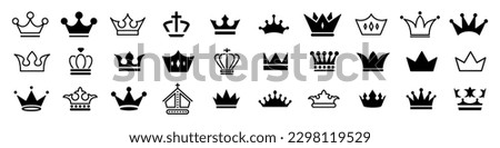 Crown icon set. Crown sign collection.