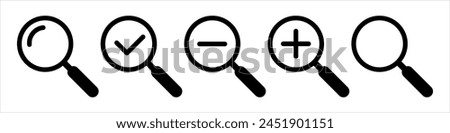 Magnifying glass icon. Magnifying glass set. Zoom symbol. Vector Illustration.
