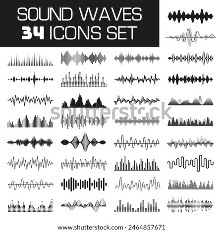 Sound wave icon set. Sound waveforms collection. Vector illustration.