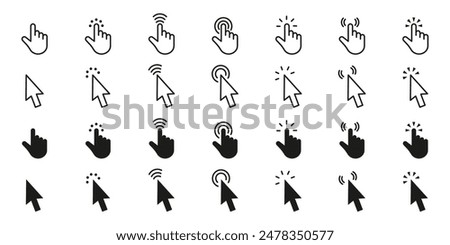 Click cursor icons set. Set of hand cursor click. Vector illustration.