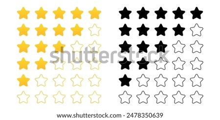 Star rate icons set. Flat and realistic style. Vector illustration.