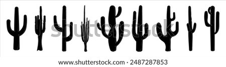 Cactus silhouette. Cactus icon set. Vector illustration.