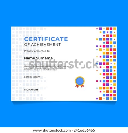 Abstract Square Element Geometric Certificate Template Design
