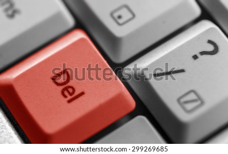 Delete key shown on a computer keyboard