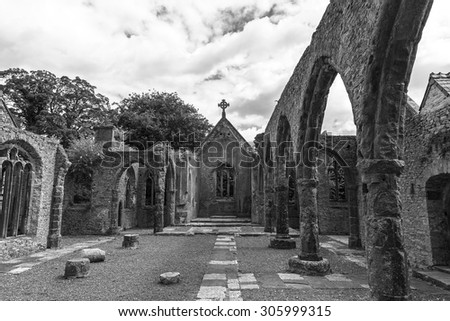 Buckfastleigh, Devon, UK, AUGUST 7 2015 - Showing Holy Trinity church which was burnt down in a arson attack in 1992