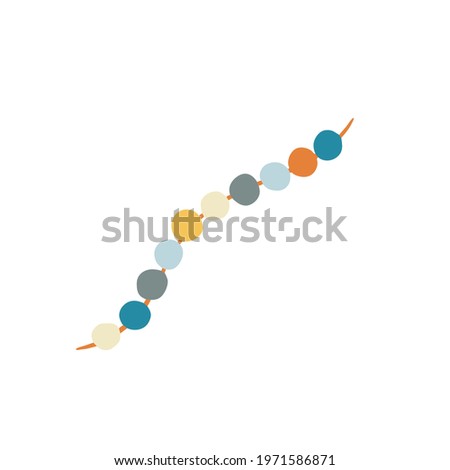 beads strung on a string, garland, boho style, necklace, one color element isolated on a white background Imagine de stoc © 