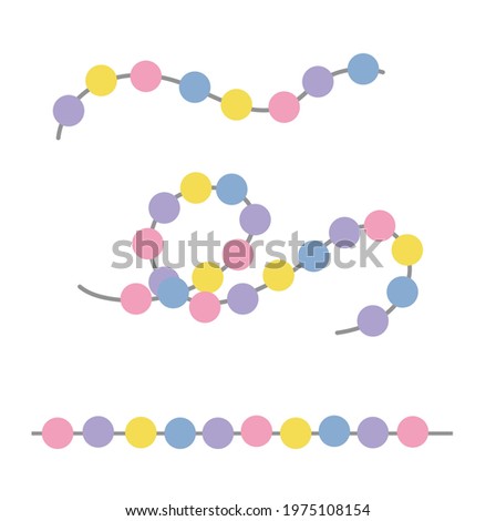 beads strung on a string, garland, set boho style, necklace, one color element isolated on a white background Imagine de stoc © 