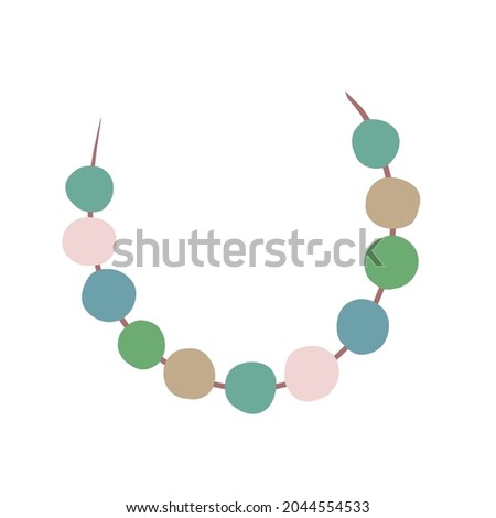 beads strung on a string, garland, boho style, necklace, single-color element isolated on a white background Imagine de stoc © 