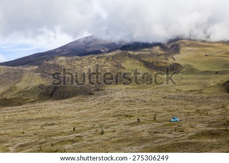 Camping in the Cotopaxi National Park on the western slopes, Ecuador