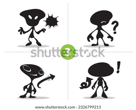 Abstract 3 -5 Cartoon comic characters variety with different expressions  silhouette and emotions for presentation for story board design vector art  5 set of characters library 