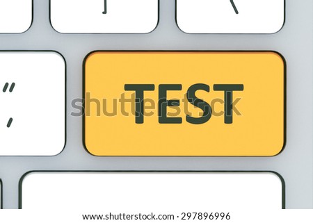 Keyboard with test button. Computer white keyboard with test button