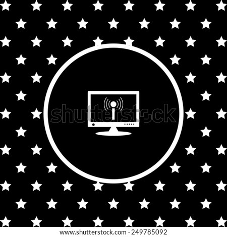 White stars and a white circle on a black background. computer surrounded wi-fi network , vector illustration, EPS 10