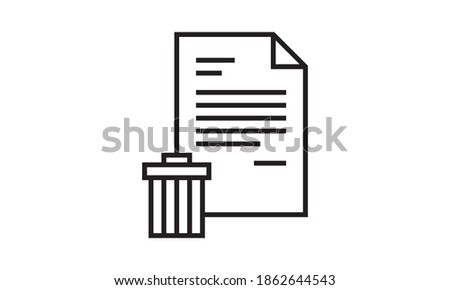 Delete file document outline icon. linear style sign for mobile concept and web design. Paper sheet with Recycle Bin simple line vector icon. Symbol, logo illustration. Pixel perfect vector graphics