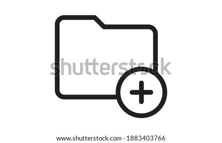 Add new folder icon isolated on White background. New folder file sign. Copy document icon. Add attach create folder make new plus icon. Flat design. Vector Illustration