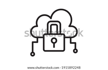 Storage cloud and safety lock icon vector illustration.