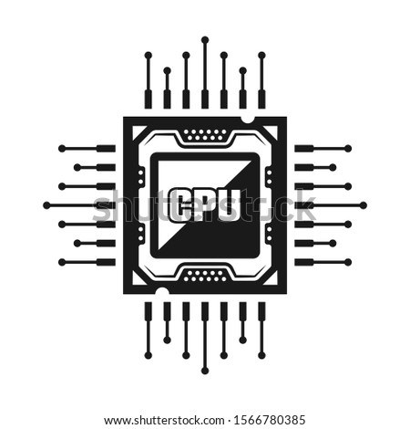 Computer CPU vector object or design element isolated on white background
