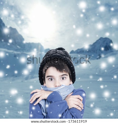 children in snow warm for cold winter