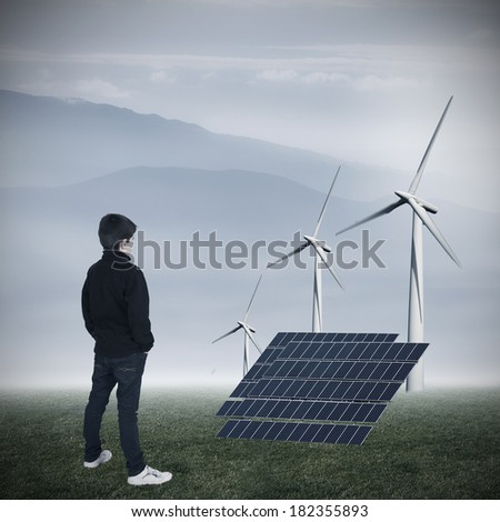young woman looking at the landscape of renewable energy industry