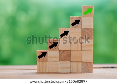 wooden pyramid structure with arrows ストックフォト © 