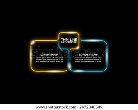 Infographic neon frame, Vector electric frame, Space for text with 2 options.