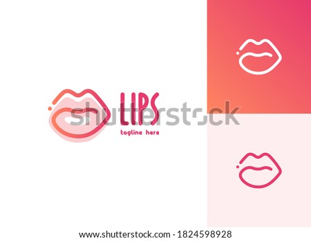 Lips logo template vector illustration for beauty. Beauty kiss with background. Minimalism.