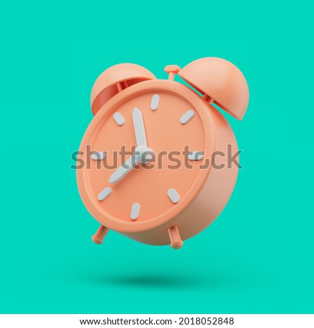 Alarm clock icon. Simple 3d render illustration on vibrant background.