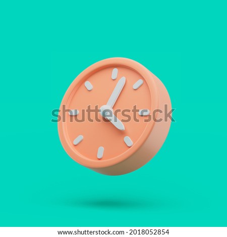 Circle clock icon. Simple 3d render illustration on vibrant background.