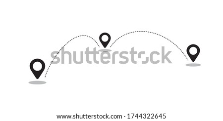 Navigation vector illustration, simple black and white location icons for delivery service. Fast shipping products. Minimal monochrome graphic isolated on white. Domestic and International business.