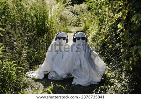 Similar – Image, Stock Photo Kid in ghost costume on street