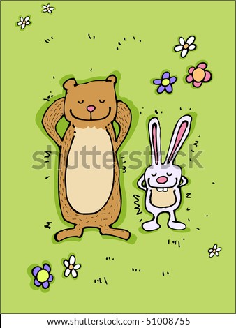 Bear And Bunny Sleeping, Vector Illustration - 51008755 : Shutterstock