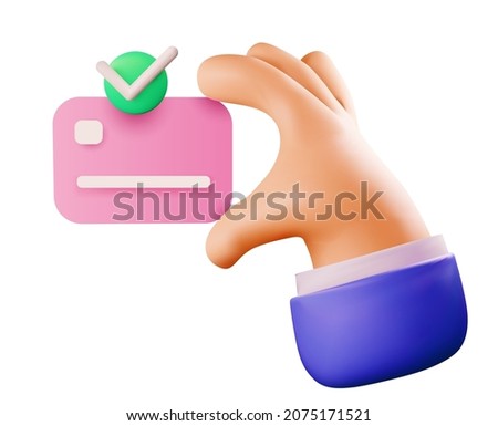 Cartoon hand using credit card for online payment or payment transaction or online mobile banking concept  isolated on white background. Vector illustration Stock fotó © 