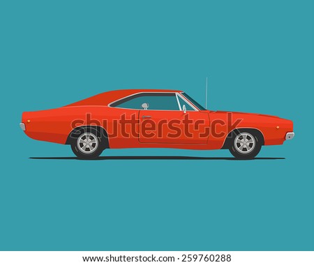 Muscle car. Flat styled vector illustration