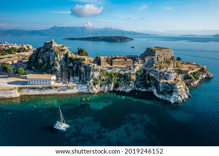 Similar – Image, Stock Photo Mediterranean Greek landscape drone shot at Kavourotripes beach with bathers. Sithonia Chalkidiki peninsula aerial top view with rocky coastal, crystal clear waters & sea beds with umbrellas.