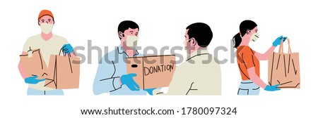 active, anxiety, bag, box, care, cartoon, charity, cheerful, clean, cloth, courier, cure, delivery, distribution, donation, family, female, food, fresh, friends, fruit, fund, go green, good, groceries